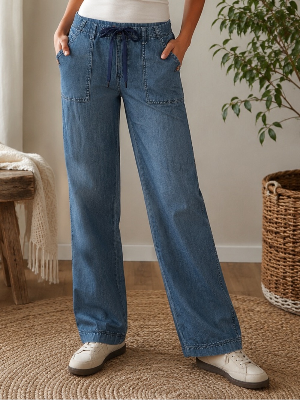 Eddie Bauer Women’s Chambray Pants Size 8 100% Cotton